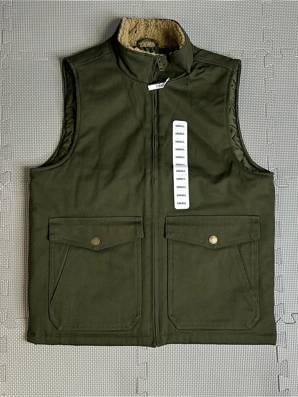 WP WEATHERPROOF Men's Sherpa Collar Full Zip Workwear Vest Men’s S